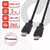 Кабель HDMI AM-AM, 3м, SONNEN Premium, медь, для передачи аудио-видео,  экранированный, 513131
