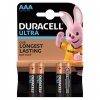Батарейки КОМПЛЕКТ 4 шт, DURACELL Ultra, AAA(LR03,24А),алкалиновые,мизинчиковые,блистер(ш/к2931)