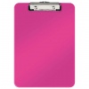 Доска-планшет LEITZ "WOW", с верхним прижимом , A4, 320*228мм, пластик, 1,7мм, розовая, 39710023