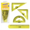 Набор чертежный малый ЮНЛАНДИЯ "START 3D" (линейка 15 см, 2 треуг, трансп), прозр. желтый, 210741