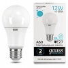Лампа светодиодная GAUSS, 12(100)Вт, цоколь Е27,груша, нейтральный белый,25000ч,LED A60-12W-4100-E27