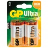 Батарейки GP Ultra, D (LR20, 13А), алкалиновые, КОМПЛЕКТ 2 шт, блистер, 13AU-CR2