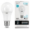 Лампа светодиодная GAUSS, 10(75)Вт, цоколь Е27,груша, нейтральный белый, 25000ч,LED A60-10W-4100-E27
