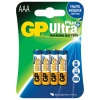 Батарейки КОМПЛЕКТ 4 шт, GP Ultra Plus, AAA (LR03, 24А), алкалиновые,мизинчиковые,блистер,24AUP-2CR4