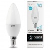 Лампа светодиодная GAUSS, 8(75)Вт, цоколь Е14, свеча, нейтральный белый,25000ч,LED B37-8W-4100-E14