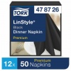 Салфетки бумажные нетканые сервировочные TORK LinStyle Premium, 39х39, 50шт, чёрные, 478726