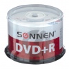 Диски DVD+R (плюс) SONNEN 4,7Gb 16x Cake Box (упаковка на шпиле) КОМПЛЕКТ 50шт, 512577