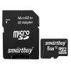 Карта памяти microSDHC 8GB SMARTBUY, 10 Мб/сек (class 10), с адаптером, SB8GBSDCL10-01