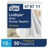 Салфетки бумажные нетканые сервировочные TORK LinStyle Premium, 39х39, 50шт, белые, 478711