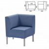 Кресло мягкое угловое "Хост" М-43 (ш620*г620*в780мм), без подлокотников, экокожа, голубое, ш/к 74348