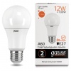 Лампа светодиодная GAUSS, 12(100)Вт, цоколь Е27, груша, теплый белый, 25000ч, LED A60-12W-3000-E27