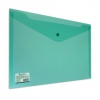 Папка-конверт с кнопкой BRAUBERG, А4, до 100 л, прозрачная, зеленая, СВЕРХПРОЧНАЯ  0,18 мм, 224810