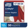 Салфетки бумажные нетканые сервировочные TORK LinStyle Premium, 39х39, 50шт, красные, 478854